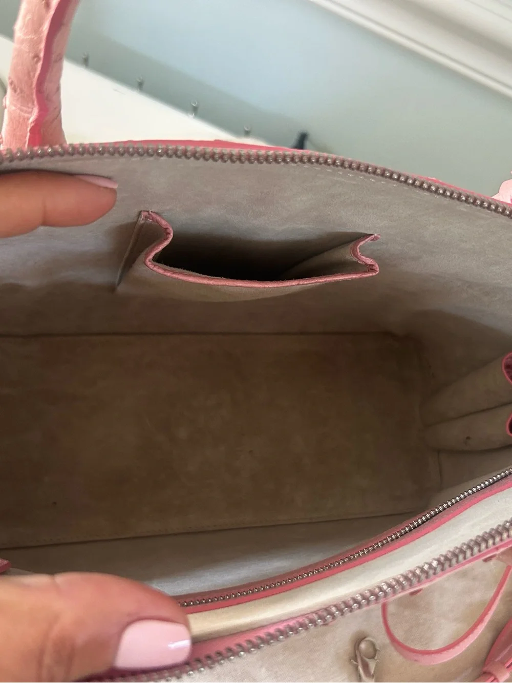 Pink Genuine Ostrich Leather LaNae Exotic  Satchel Tassel and Crossbody Strap